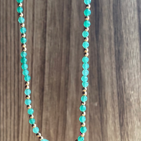 Aventurine Minimalist Necklace Bracelet Jewelry Set - Picture 3 of 7